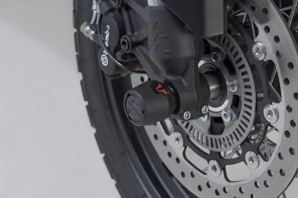 SW Motech Front Axle Slider Set - Moto Morini X-CAPE 650 2021-2023 - Black