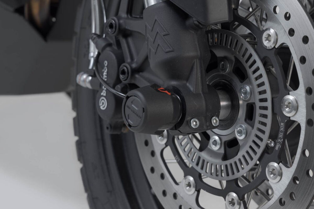 SW Motech Front Axle Slider Set - Moto Morini X-CAPE 650 2021-2023 - Black