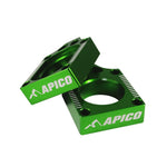 Apico Rear Axle Blocks For Kawasaki KX 125/250 2003-2008, KXF 250/450 2004-2023, KX 250/450XC 2021-2023 Green