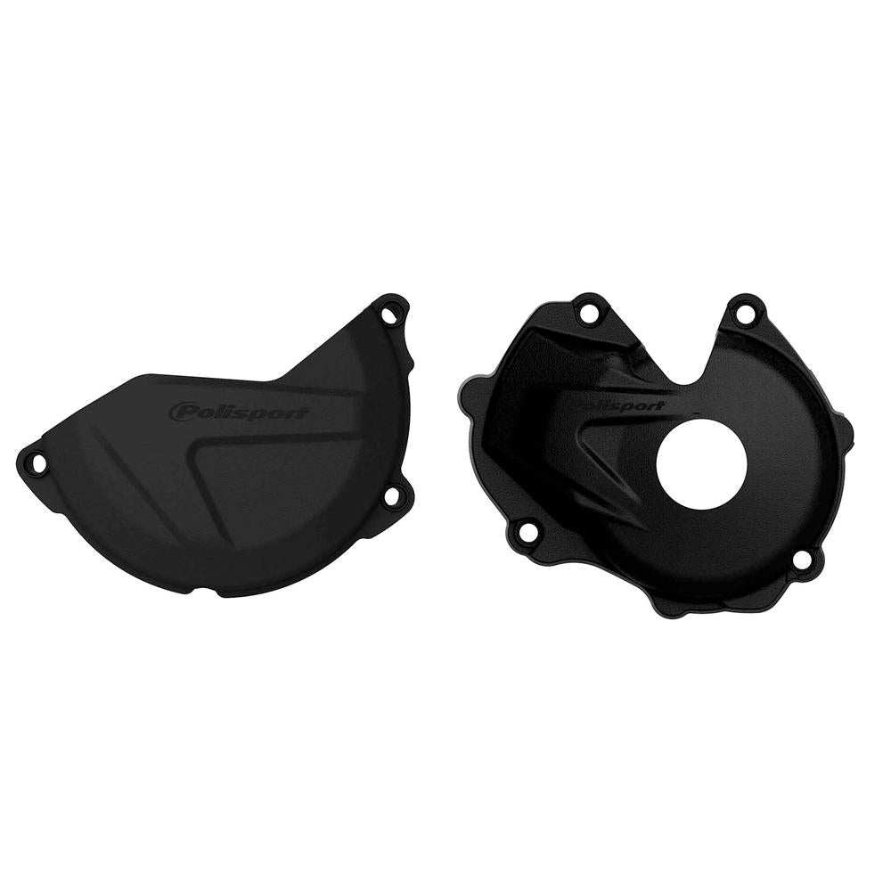 Polisport Clutch & Ignition Cover Protectors For Kawasaki KXF450 2016-2018 Black