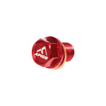 Apico Magnetic Sump Drain Bolt M12 X 15mm X 1.5 For Honda CR 60/85 1983-2007, CR 125/250/500 1983-2007, Yamaha YZ250 1997-2023 Red