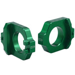 Works Connection Elite Axle Blocks For Kawasaki/Suzuki KX125 2003-2005, KX250 2003-2007, KXF250 2004-2025, KXF450 2006-2025, RMZ 250/450 2004-2025 Green