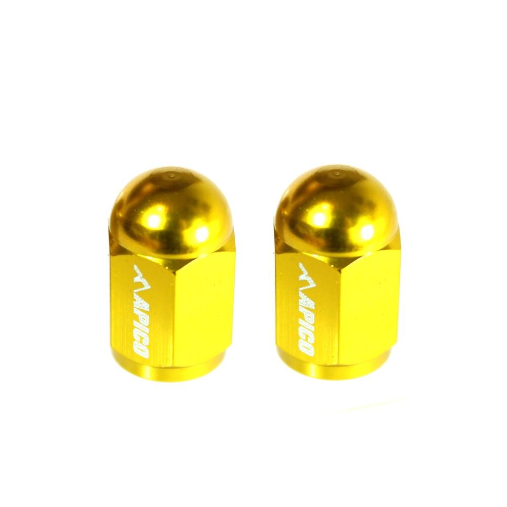 Apico CNC Aluminium Valve Cap 2-pack Yellow