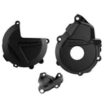 Polisport Clutch & Ignition Cover Protectors For KTM/Husqvarna EXC-F 250/350 2017-2023, FE 250/350  2019-2023 Black