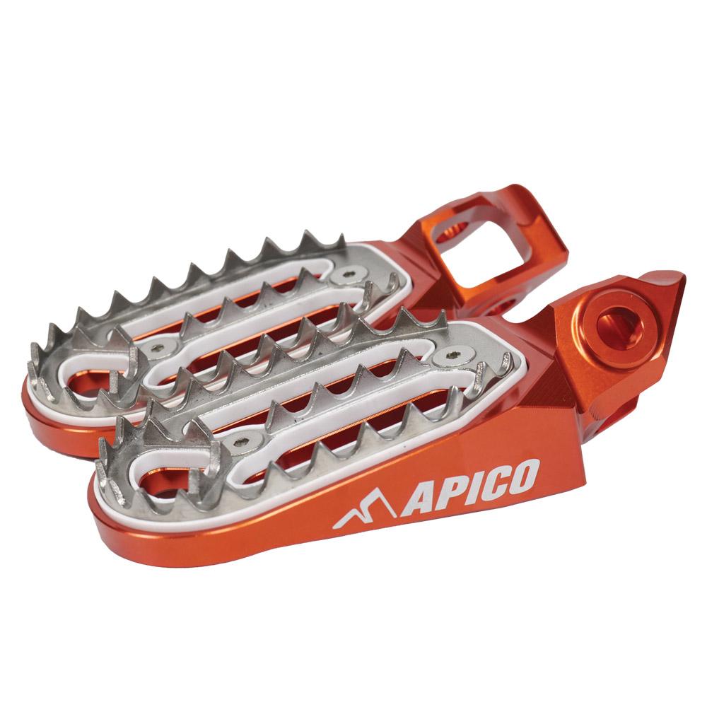 Apico Pro Bite Foot Pegs For KTM SX/SXF & Husqvarna TC/FC 125-450 2023-2025, EXC/EXC-F & TE/FE 150-501 2024-2025, Gas Gas MC/MC-F/EC/EC-F 2024-2025 Orange