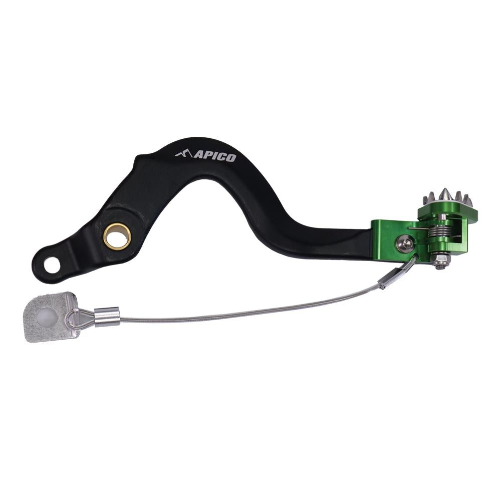 Apico Forged Brake Pedal For Kawasaki KX 125/250 1988-1989, KX500 1989-2004 Black/green