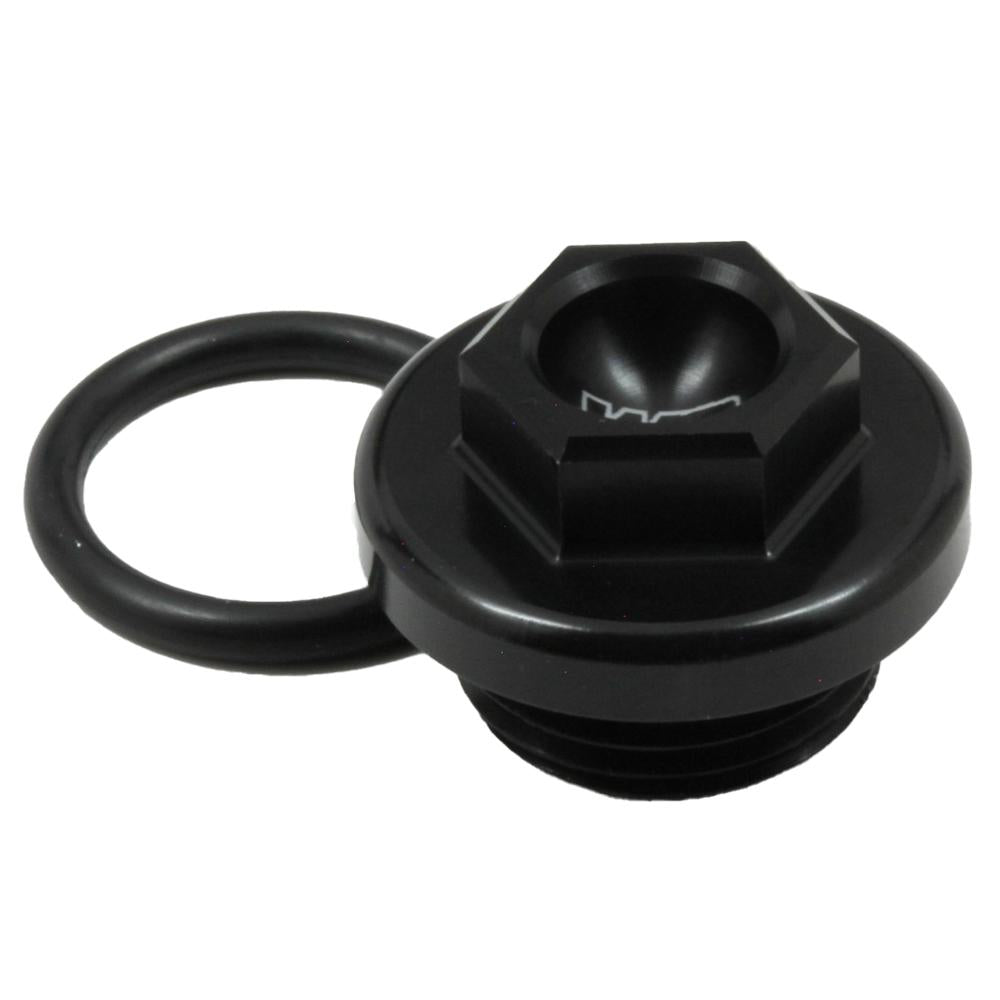Works Connection Oil Fill Plug For Kawasaki KX250 2005-2007, KXF250 2004-2023, KX250XC 2020-2023, KXF450 2006-2023, KX450XC 2020-2023, Suzuki RMZ250 2004-2006 Black
