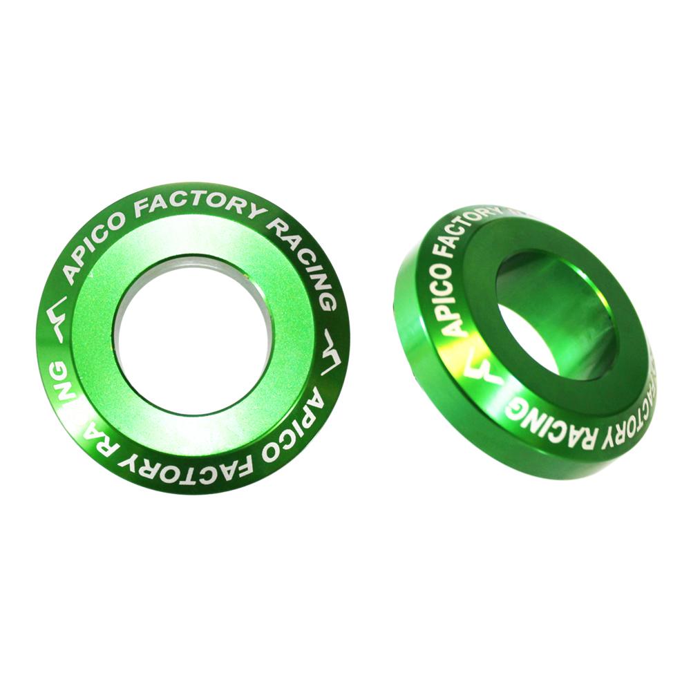 Apico Rear Pro Wheel Spacers For Kawasaki KX 125/250 2003-2008, KXF 250/450 2004-2023, KX 250/450XC 2021-2023 Green