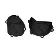Polisport Clutch & Ignition Cover Protectors For Yamaha YZ125 2008-2025 Black