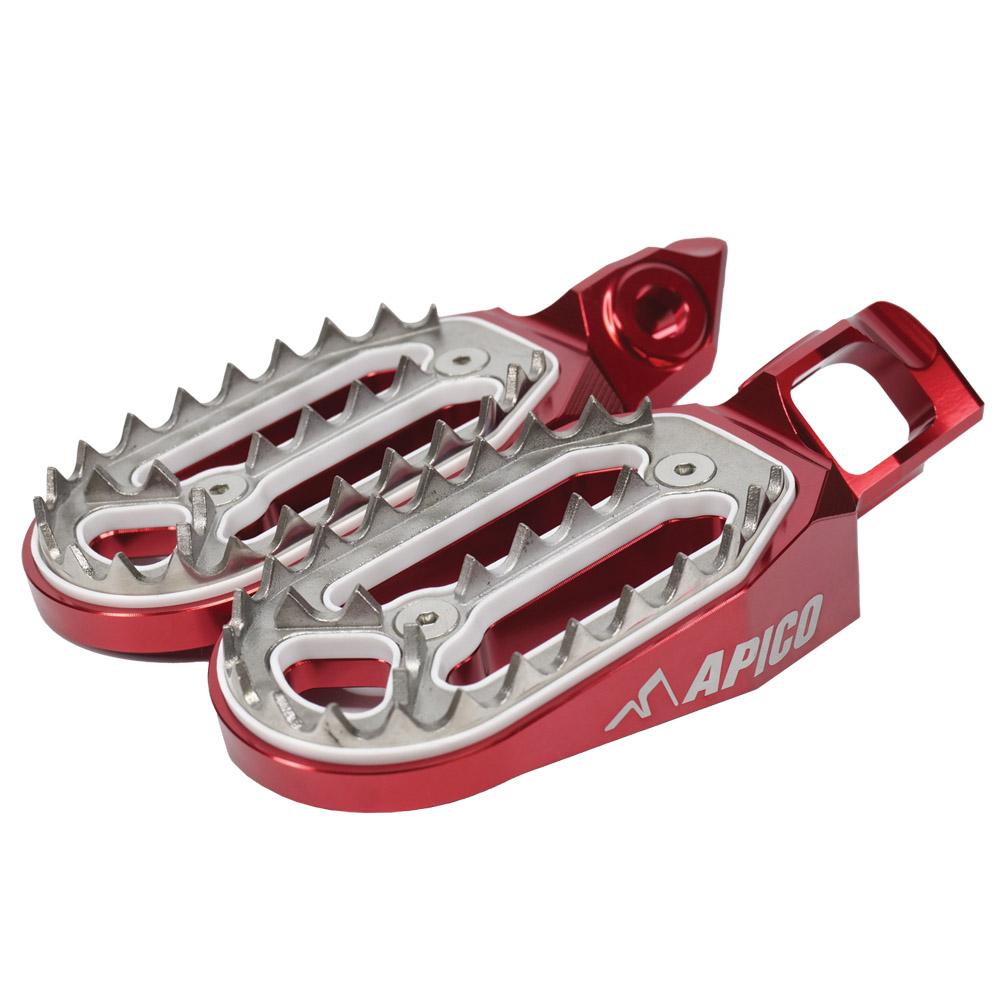 Apico Pro Bite Foot Pegs For KTM/Husqvarna/Gas Gas SX/SXF/TC/FC 125-450 2023-2025, EXC/EXC-F/TE/FE 150-501 2024-2025, MC/MC-F/EC/EC-F 2024-2025 Red