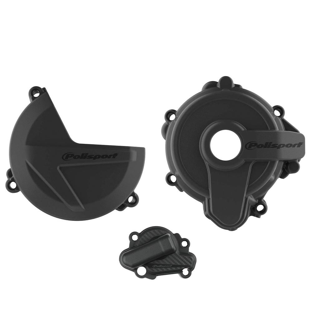 Polisport Clutch & Ignition Cover Protectors For Sherco SE 250/300 2014-2024 Black