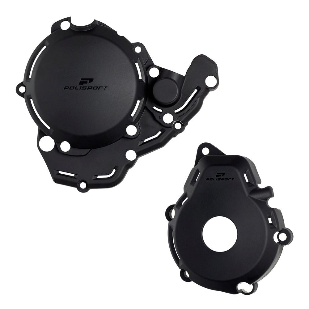 Polisport Clutch & Ignition Cover Protectors For KTM EXC-F 250/350 2024-2025 Black