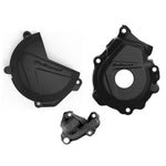 Polisport Clutch & Ignition Cover Protectors For KTM SXF 250/350 & Husqvarna FC 250/350 2016-2022 Black