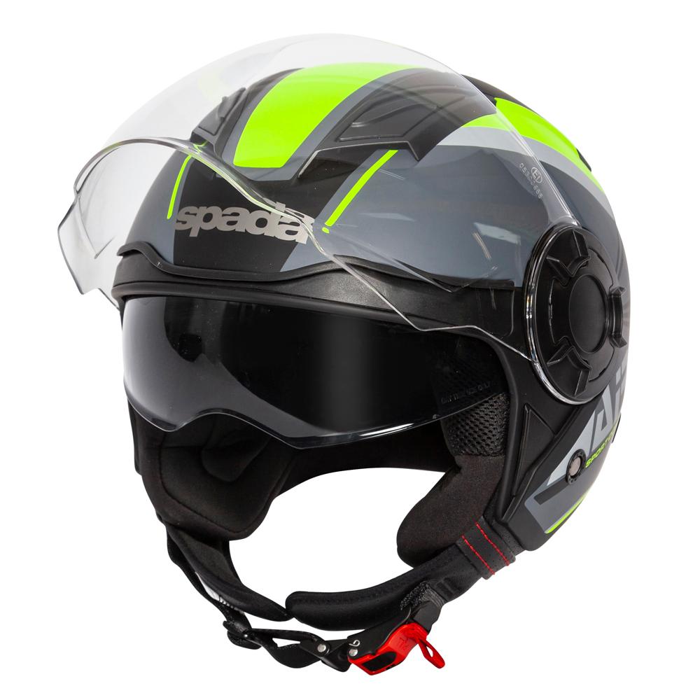 Spada Hellion Arrow Open Face Helmet (Matt Black/Flo Yellow) The Visor