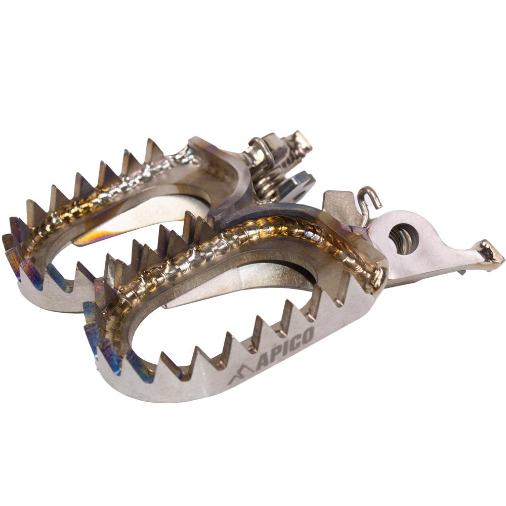 Apico Open Design Titanium Foot Pegs For Kawasaki KXF250 2006-2024, KXF450 2007-2024, KX 250/450XC 2021-2024