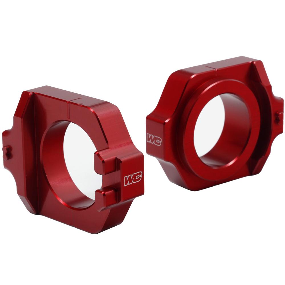 Works Connection Elite Axle Blocks For Honda CR 125/250 2000-2007, CRF250R 2004-2008, CRF 250/450X 2004-2017, CRF450R 2002-2008 Red