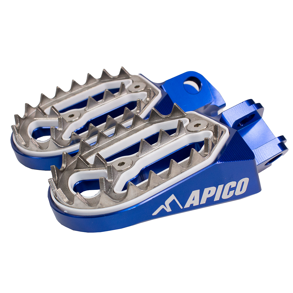 Apico Pro Bite Foot Pegs For TM EN/MX 85-300 2002-2021, EN/MX 250-630FI 2002-2021 Blue