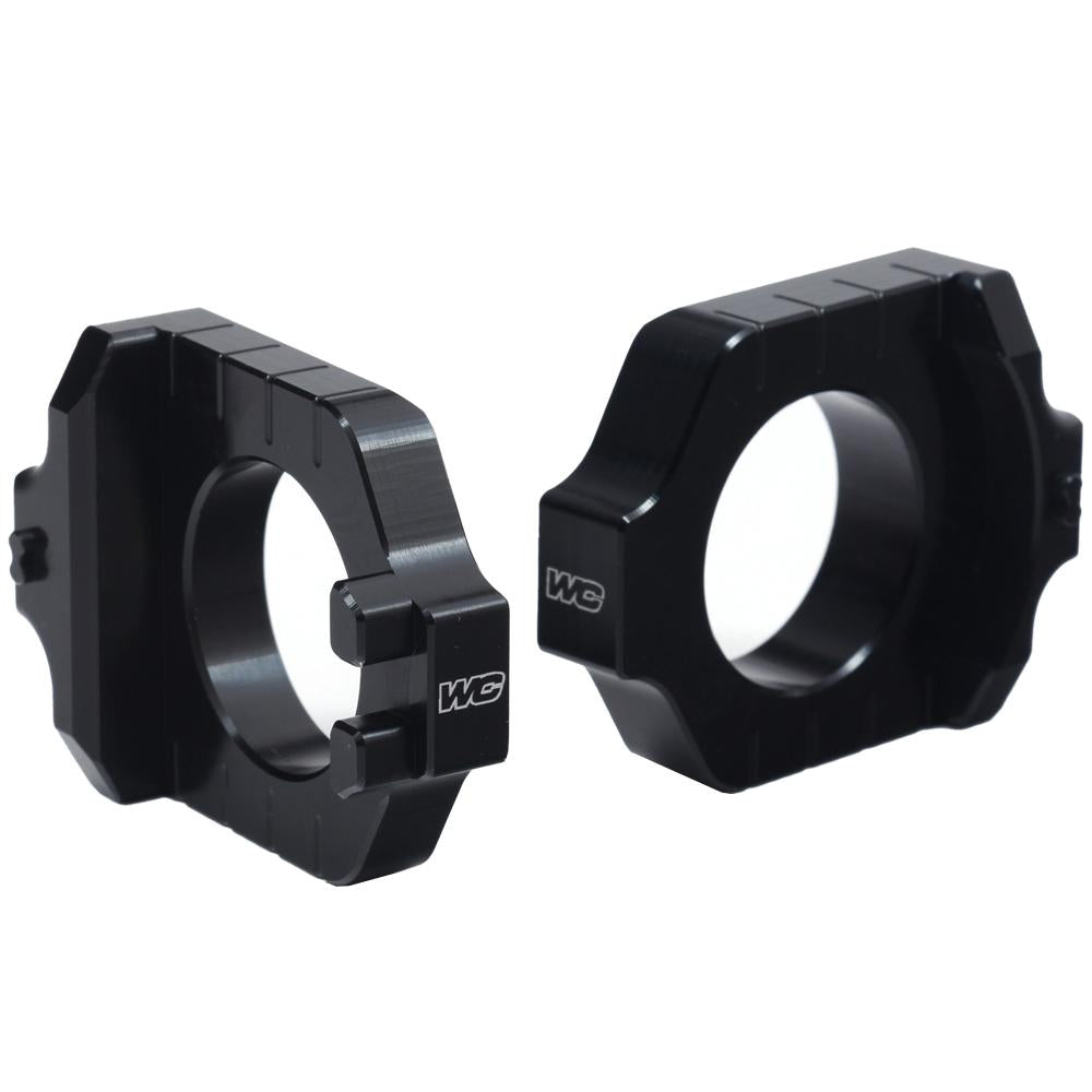 Works Connection Elite Axle Blocks For Kawasaki KX125 2003-2005, KX250 2003-2007, KXF250 2004-2025, KXF450 2006-2025, Suzuki RMZ 250/450 2004-2025 Black