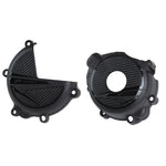 Polisport Clutch & Ignition Cover Protectors For Suzuki DRZ400 2000-2023 Black