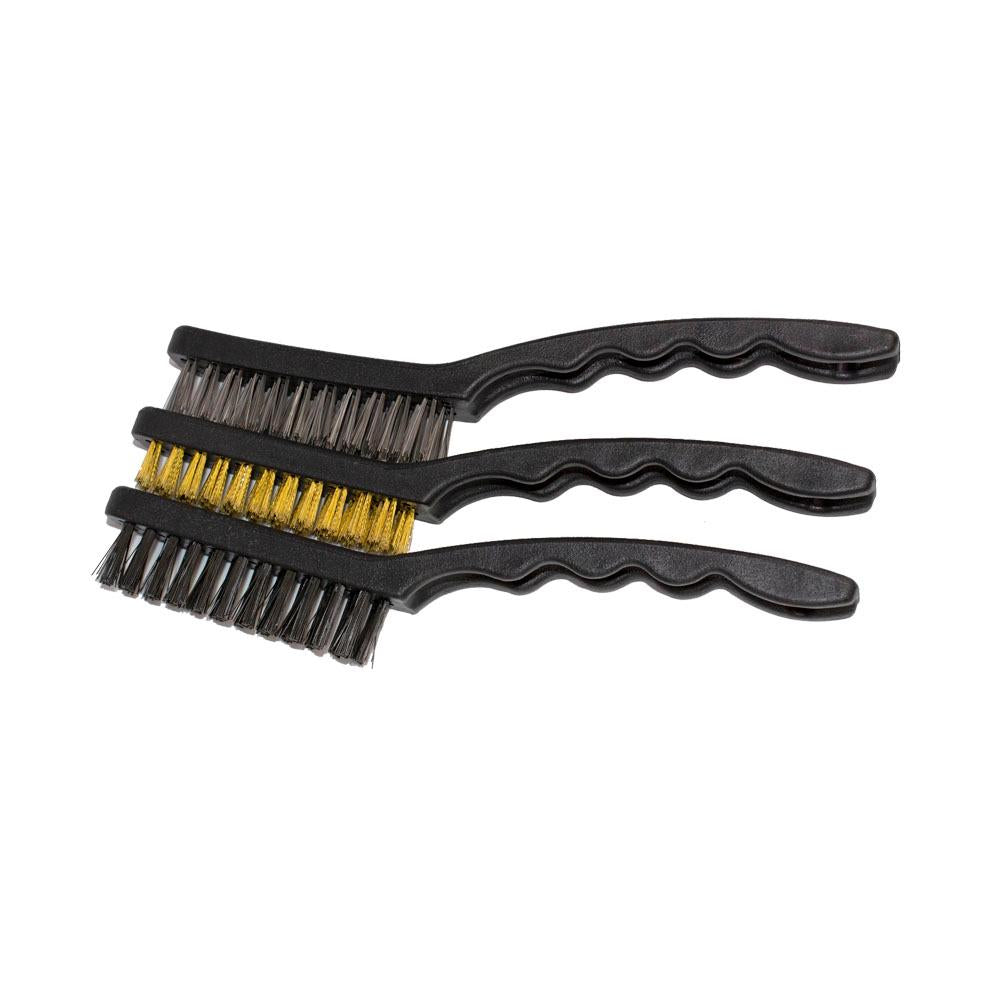 Apico Workshop 3 Piece Cleaning Brush Set - X1 Nylon, X1 Brass, X1 Steel