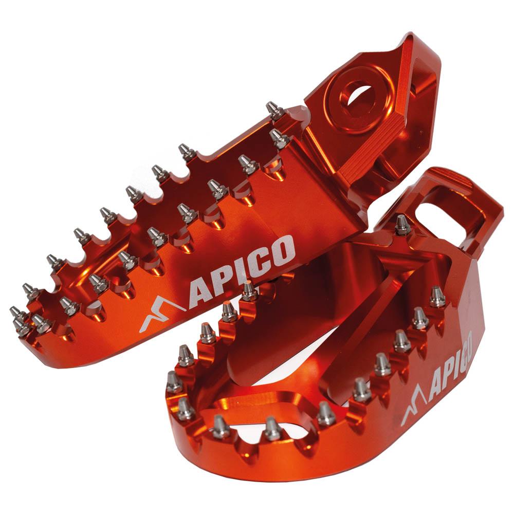Apico Xtreme Foot Pegs For KTM SX/SXF 125-450 2023-2025, Husqvarna TC/FC125-450 2023-2025, Gas Gas MC 250/450F Factory Edition 2023-2025 Orange