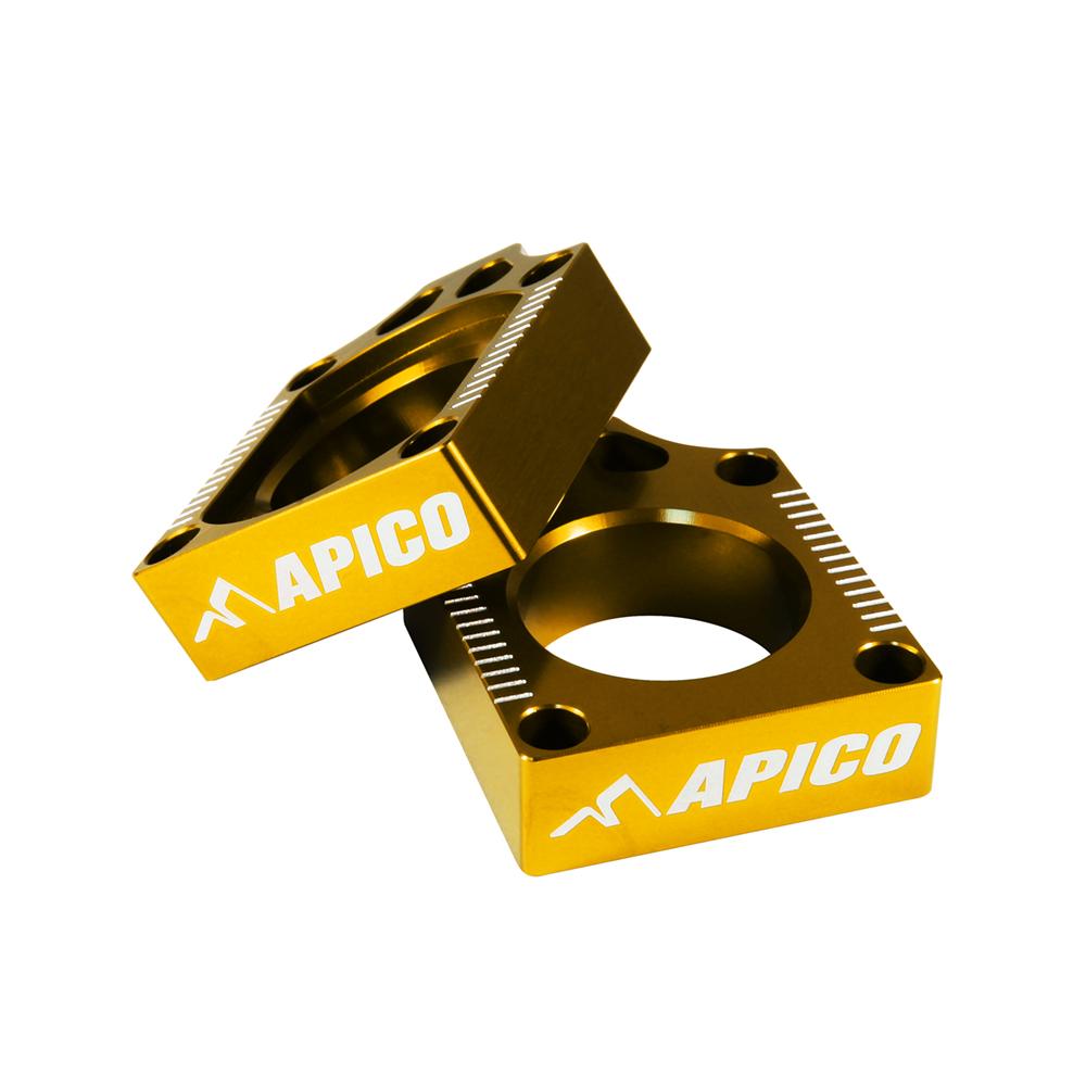 Apico Rear Axle Blocks For Suzuki RM 125/250 2002-2008 Yellow