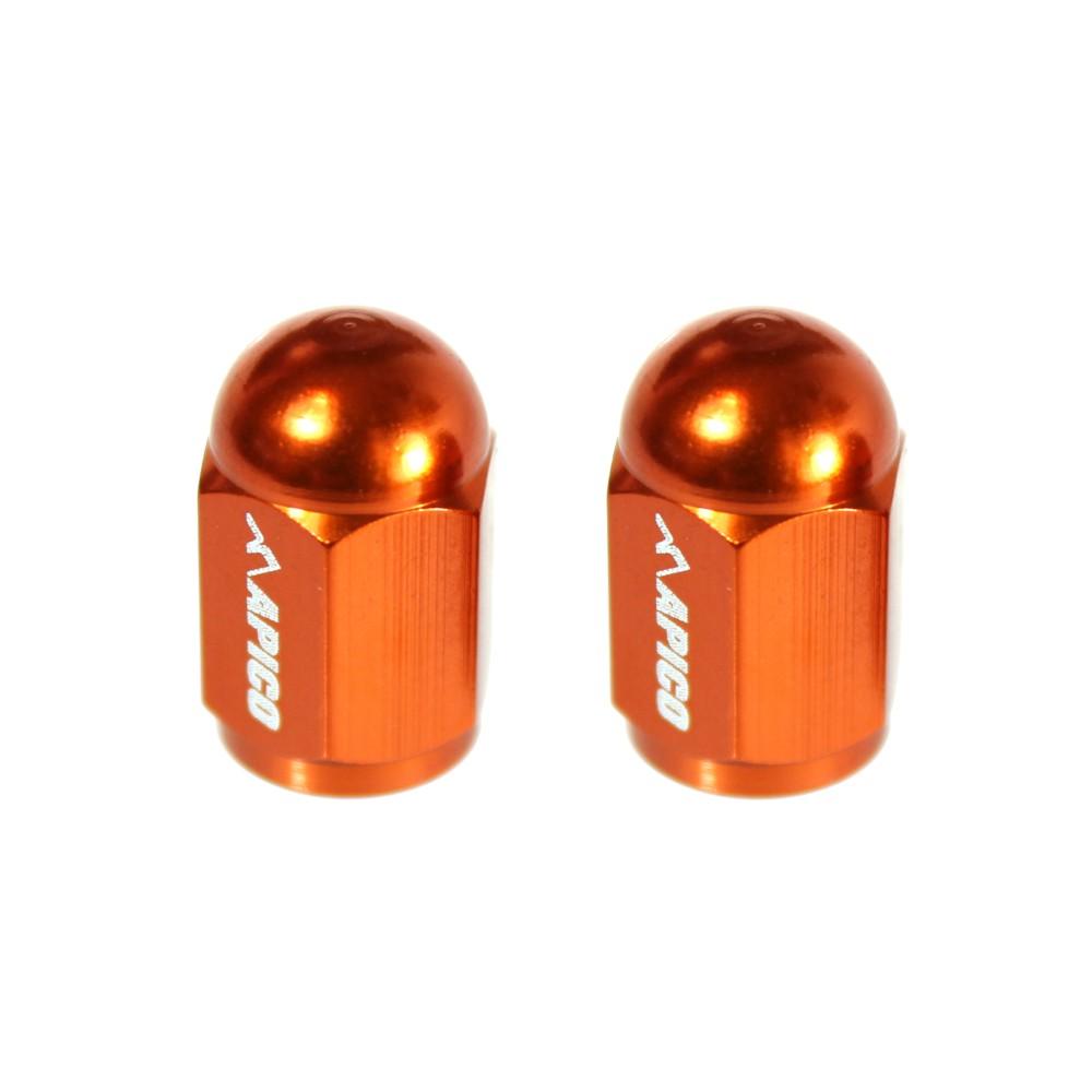 Apico CNC Aluminium Valve Cap 2-pack Orange