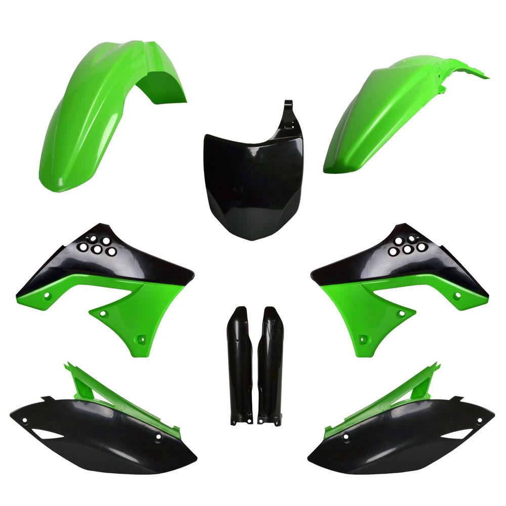 Polisport Plastics Kit For Kawasaki KXF250 2009-2012 - Black/Green/OEM