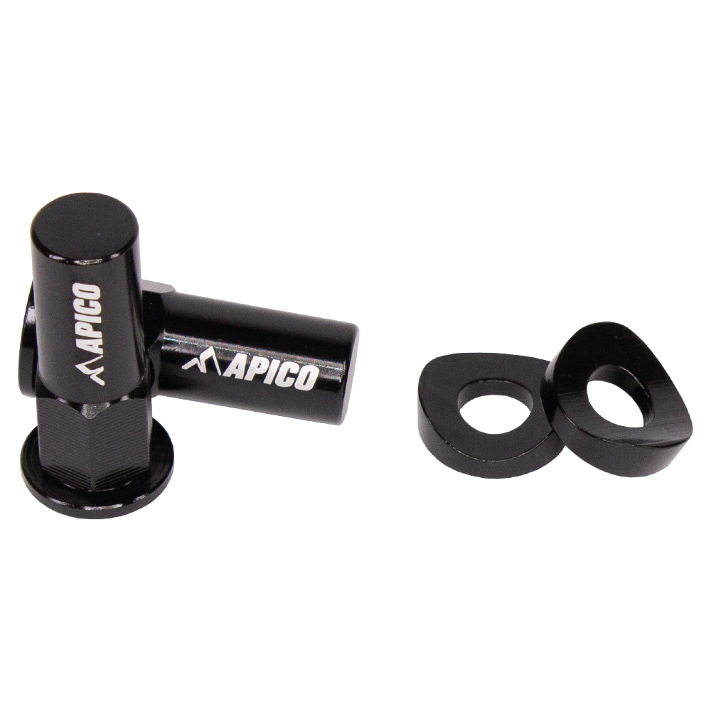 Apico Aluminium Rim Lock Nut & Washer Set Black