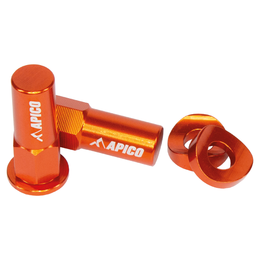 Apico Aluminium Rim Lock Nut & Washer Set Orange