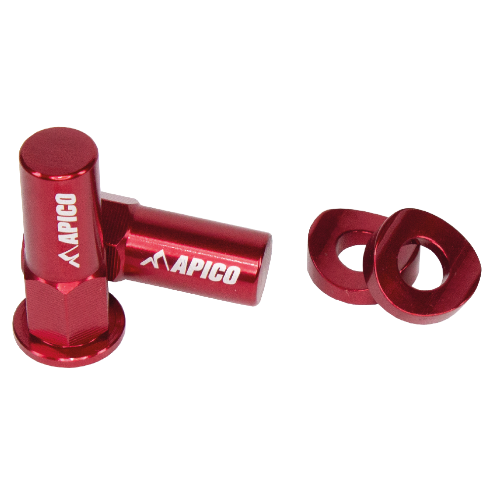 Apico Aluminium Rim Lock Nut & Washer Set Red