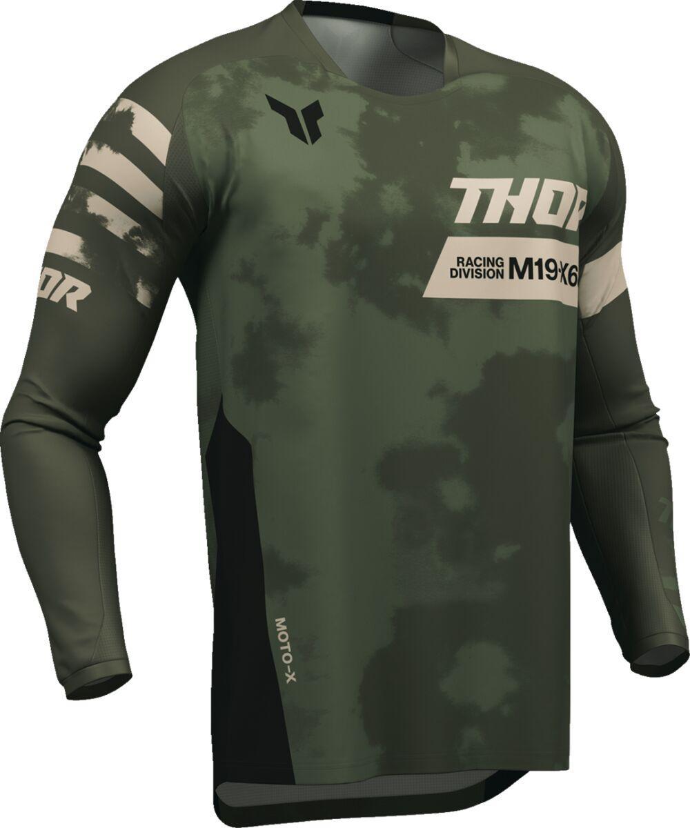 Thor Launchmode Bleach Jersey - Black/Camo Green/Off-White