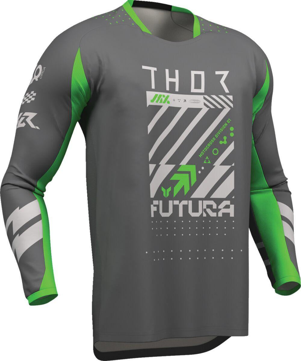 Thor Launchmode Futura Jersey - Charcoal Grey/Fluorescent Green/Light Grey