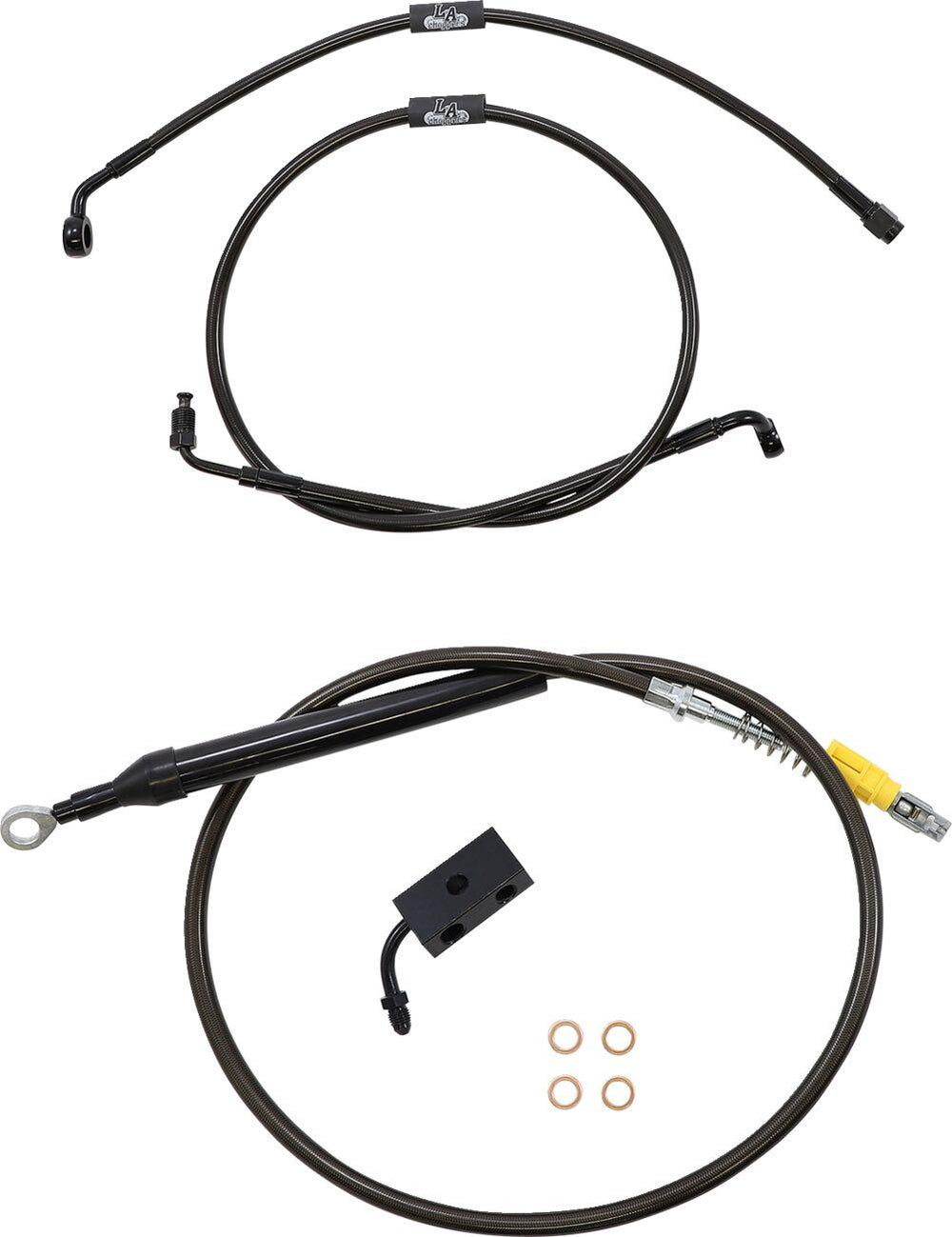 LA Choppers Standard Midnight Braided Handlebar Cable/Brake Hose Kit For Harley Davidson FLDE 1750 ABS 2018-2020 38 cm - 43 cm (15" - 17") - Black/Clear-Coated