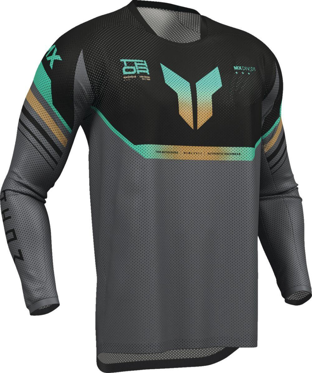 Thor Launchmode Air Raptor Jersey - Black/Charcoal Grey/Orange/Teal