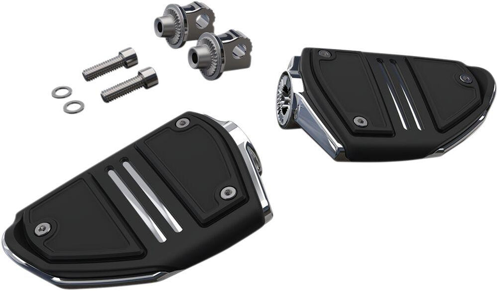 Ciro Twin Rail Foot Rests With Male Mounts For Harley Davidson FLDE 1750 ABS 2018-2020 - Black/Chrome