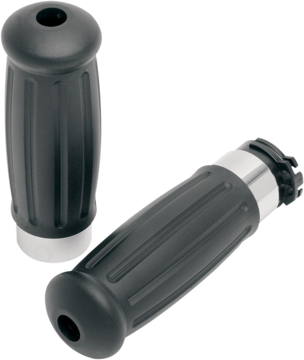 Drag Specialties Vintage Style Grips For Harley Davidson FLD 1690 2012-2013 - Black Chrome