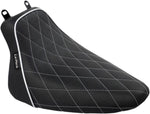 LE Pera Bare Bones Solo Seat For Harley Davidson FLSTC1584 2008-2011 Diamond Stitch/White Piping - Black/White