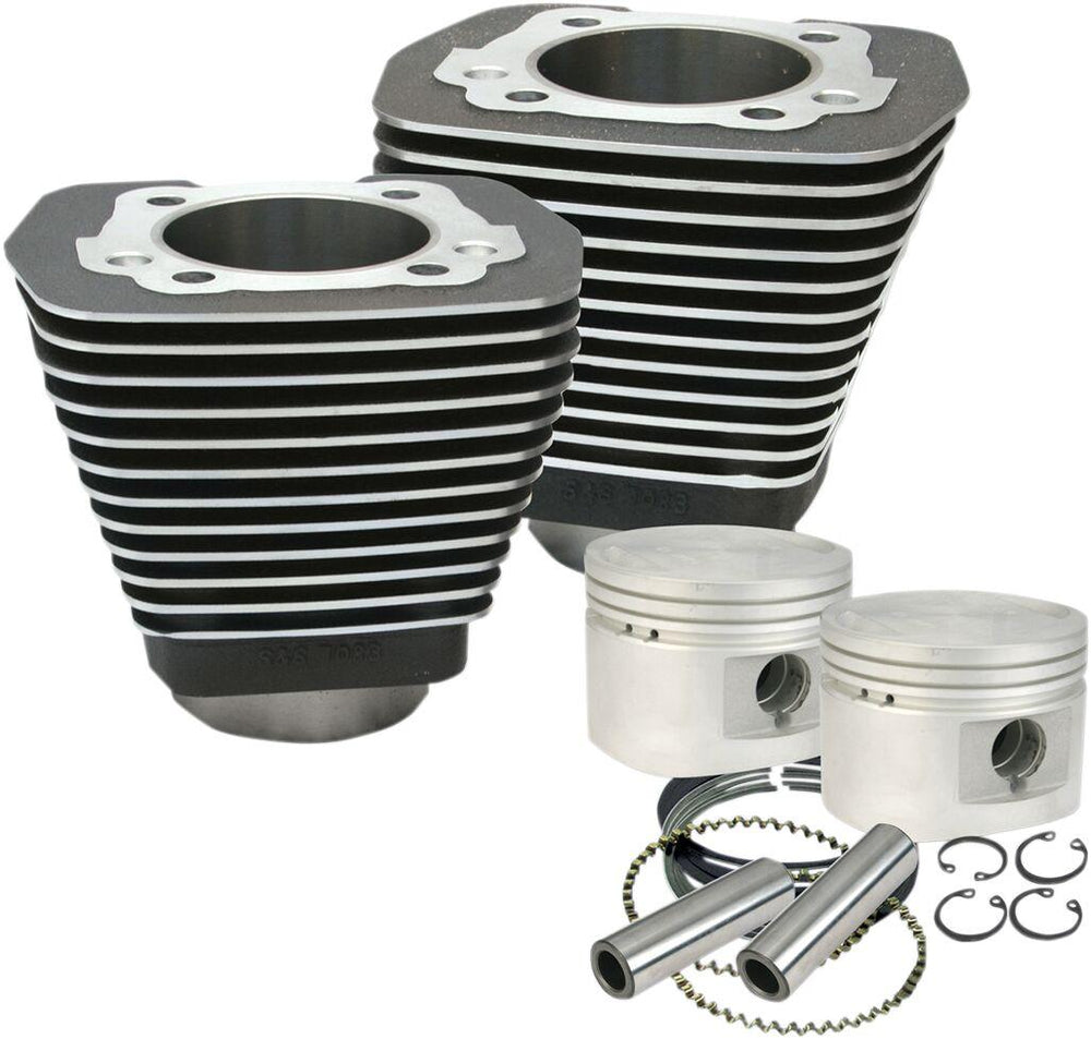 S&S Cycle Cylinder & Piston Kit For Harley Davidson FLHR 1340 1994-1998 - Wrinkle Black