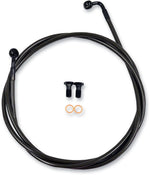 LA Choppers Midnight Braided Brake Hose Kit For Harley Davidson FLHRS 1584 2007 15" - 17" - Black/Midnight