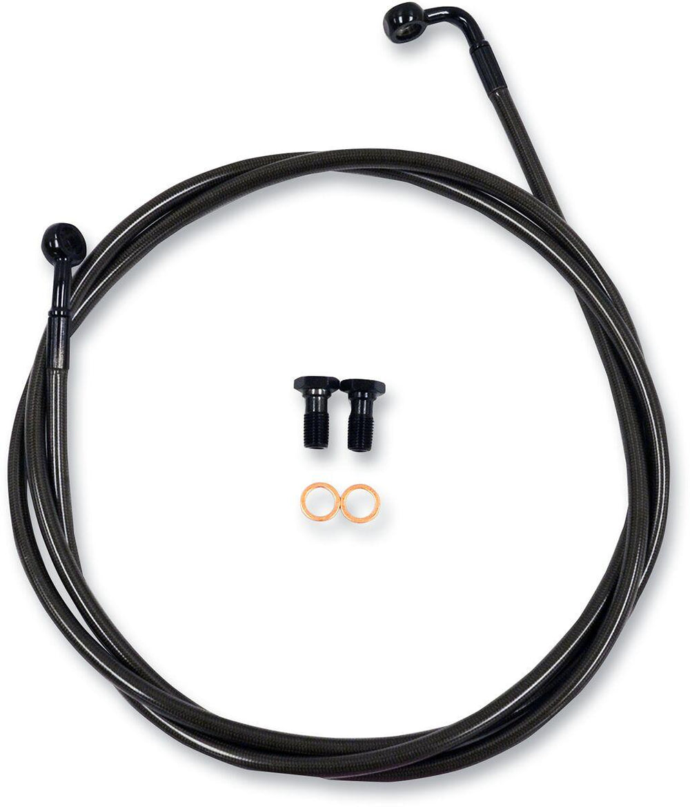 LA Choppers Midnight Braided Brake Hose Kit For Harley Davidson XL1200C 2004-2019 12" - 14" - Black/Midnight