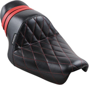 LE Pera Stubs Spoiler Seat For Harley Davidson XL1200C 2004-2020 Diamond/Red Stripes - Black