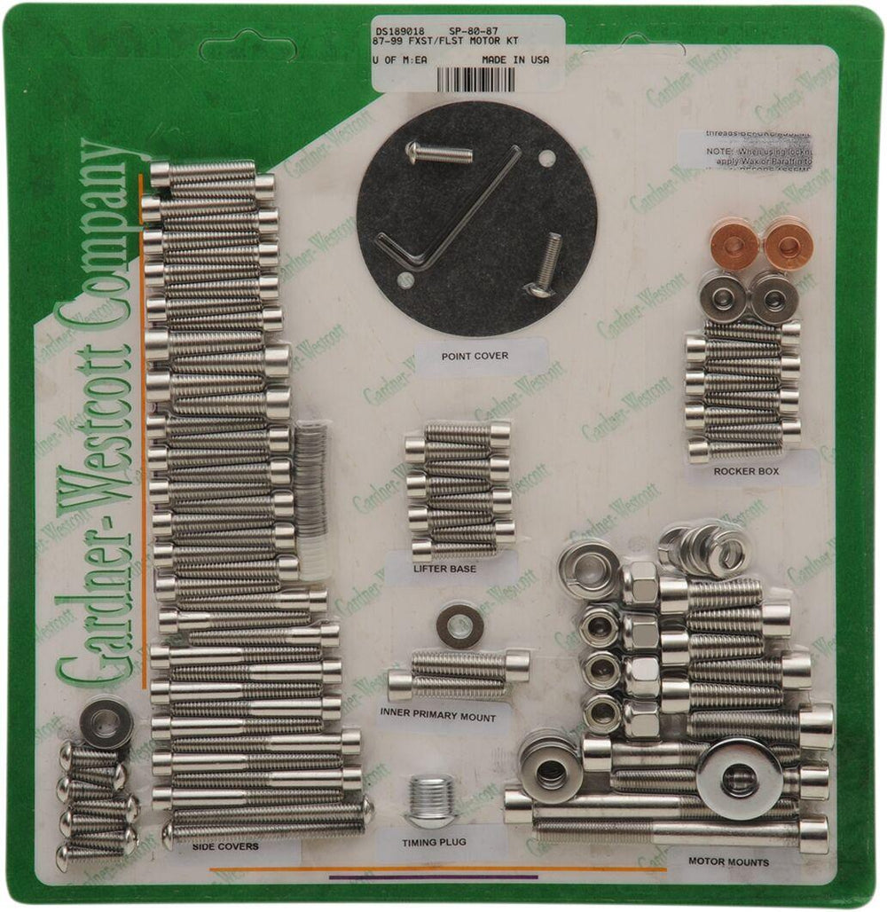 Gardner Westcott Big Twin Motor Sets Bolt Kit For Harley Davidson FLST 1340 1987-1990 - Silver