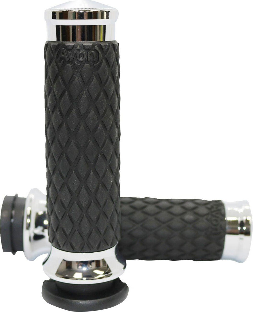 Avon Grips Diamond Contour Grips For Harley Davidson FLDE 1750 2018-2019 - Black Chrome
