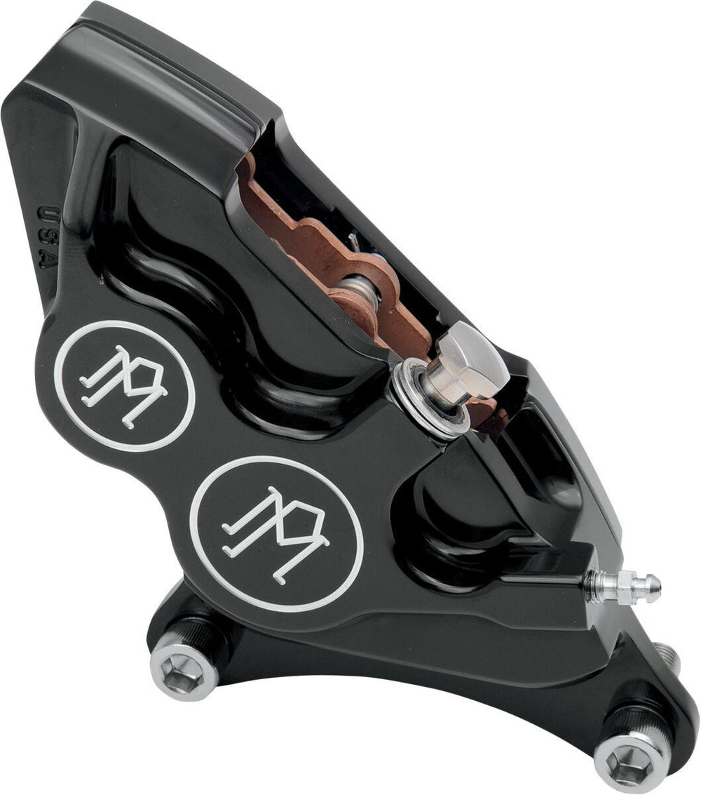 Performance Machine Four Piston Differential-Bore Caliper For Harley Davidson FLH 1340 1984 Front Left - Aluminum Black