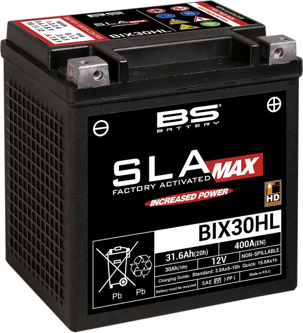 BS Battery SLA Max AGM Battery For Polaris 455 4X4 1999-2001 - Black