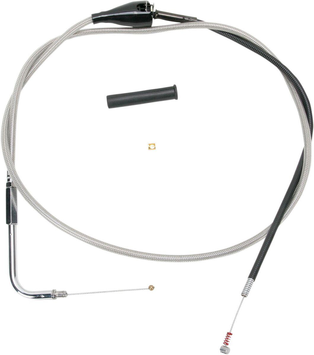 Drag Specialties Braided Idle Cable For Harley Davidson FLHR 1450 2002-2003 132 cm (52") - Silver Unfinished