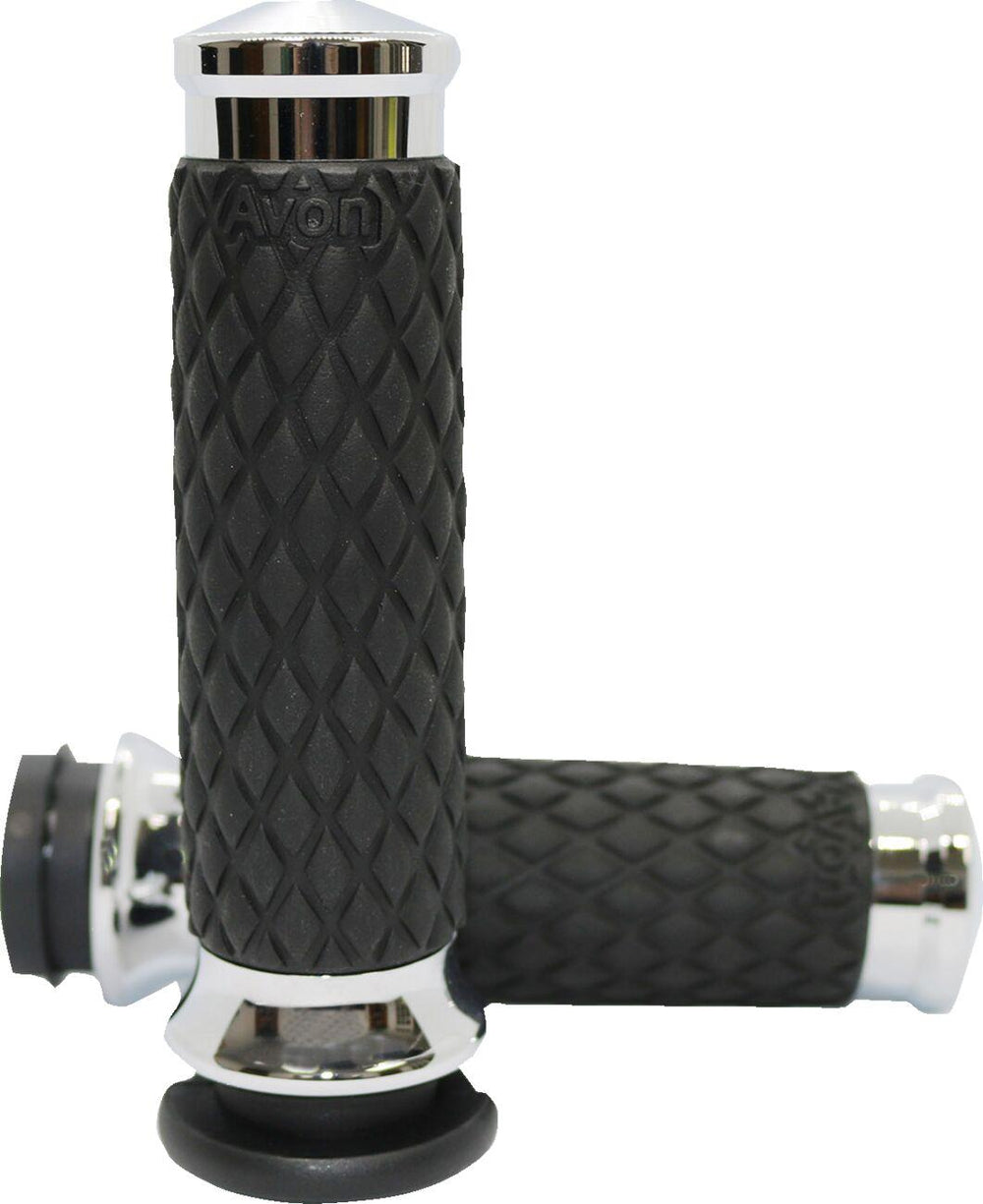 Avon Grips Contour Grips For Harley Davidson FLDE 1750 2018-2020 Diamond No Flange - Black Chrome