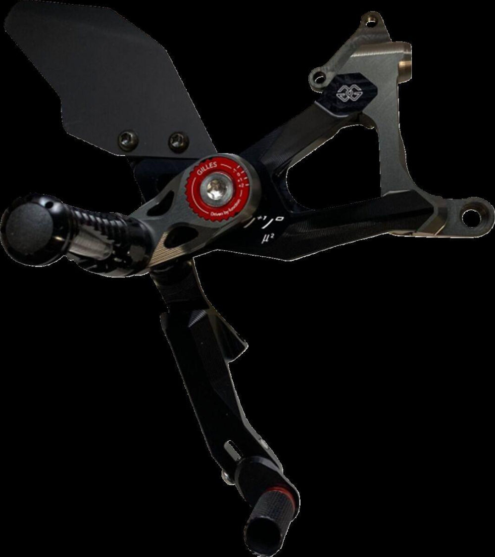 Gilles MUE2 Rearset For Ducati Streetfighter V4 1100 ABS 2020-2024 - Black/Red