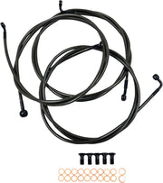 LA Choppers Midnight Braided Brake Hose Kit For Harley Davidson FLHR 1690 ABS 2014 15" - 17" - Black/Midnight